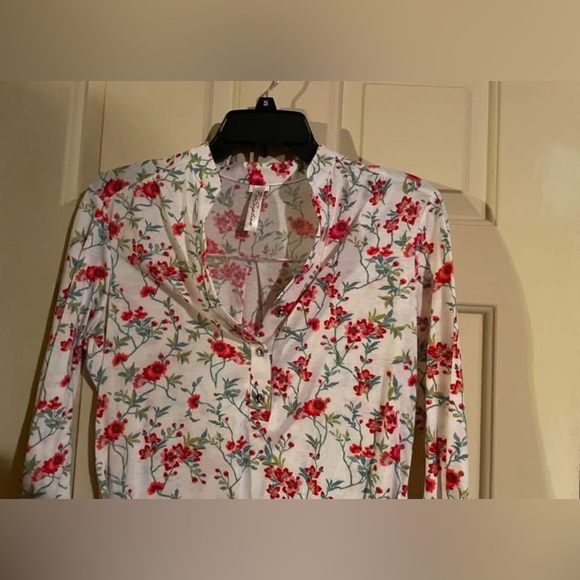 Perseption Red Floral Button Down Shirt - Picture 2 of 7